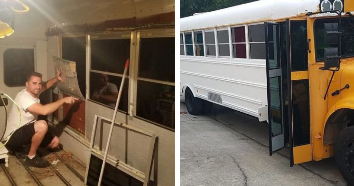 Esta pareja reparó un autobús escolar y lo convirtió en la casa de sus sueños