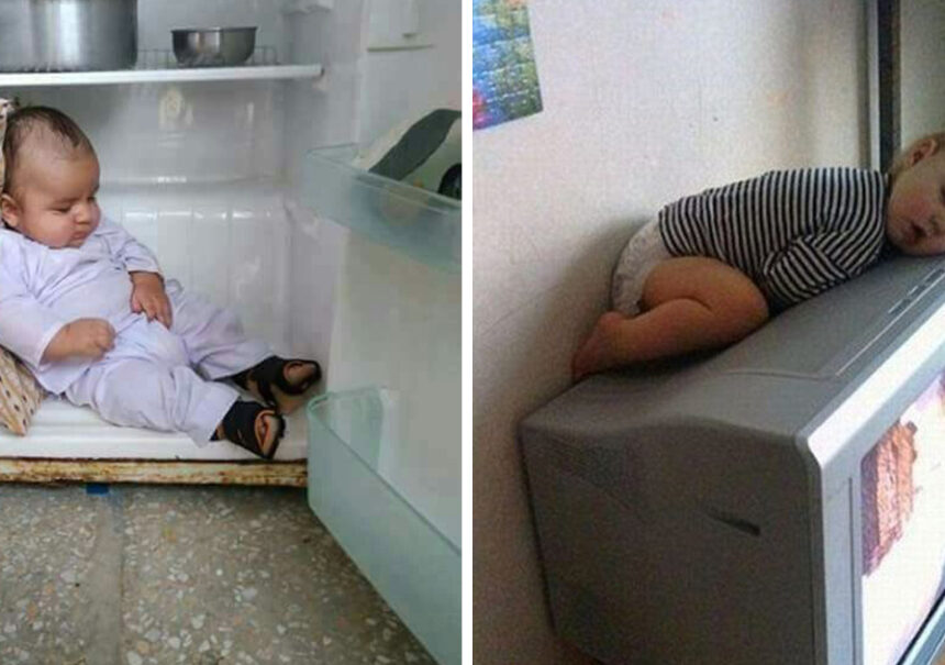 12 Bebés que lograron dormirse en los lugares más inesperados