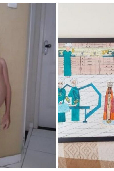 Niño de 13 años sufre una extraña enfermedad y dibuja pinturas de santos para vender y así costear su tratamiento