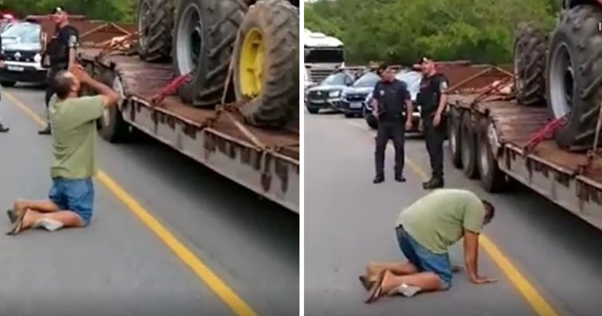 Campesino llora cuando la policia le regresa sus tractores robados. No lo creía