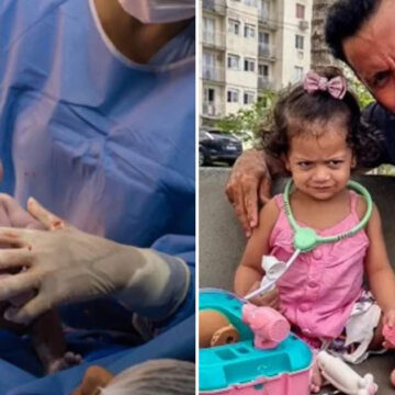 Bebé que nació enojada y el fotógrafo que la retrató recrean la foto viral