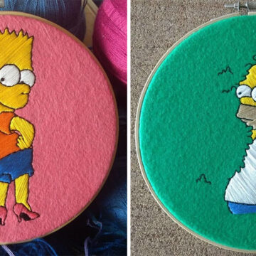 Artista recrea las mejores escenas de los Simpson en bordados de fieltro