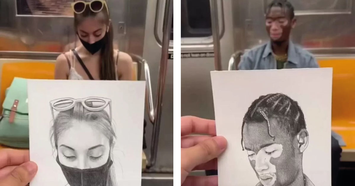 Artista retrata a pasajeros en el metro de Nueva York y crea arte verdadero