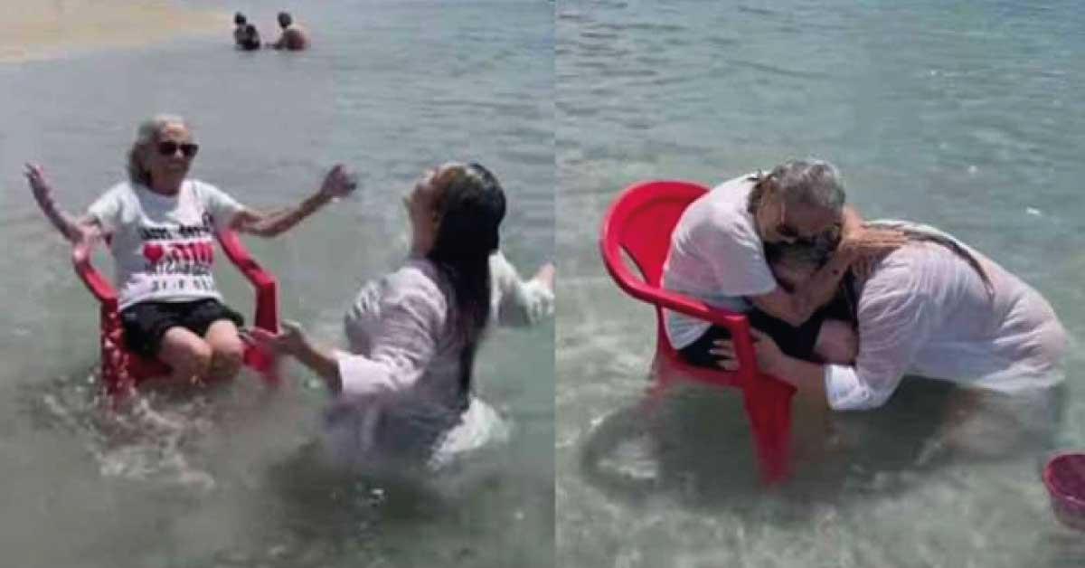 Sueño cumplido: Nieta lleva a su abuela de 94 años por primera vez al mar