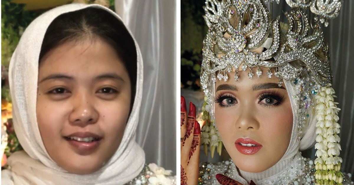 16 hermosas novias asiáticas antes y después de que el maquillaje las convirtiera en verdaderas reinas.