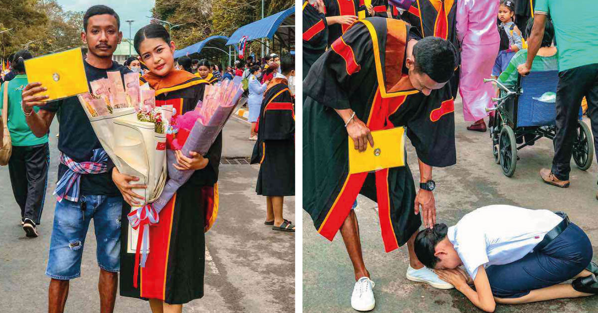 Mujer se arrodilló ante su hermano: él dejó sus estudios para que ella se graduara