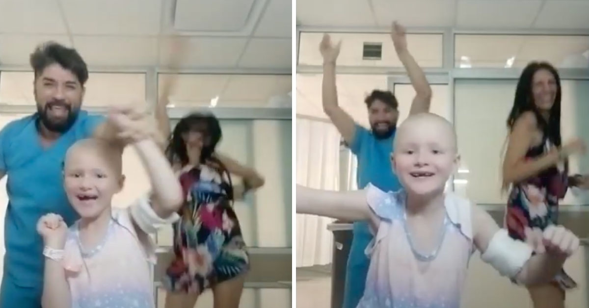Pequeña con cáncer bailó con el enfermero celebrando su última quimio